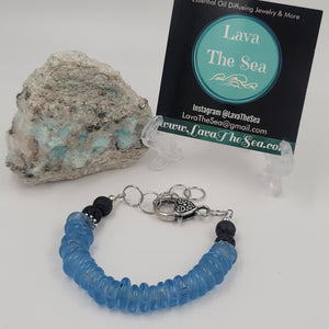 LTS 8 Blue glass & lava bead bracelet